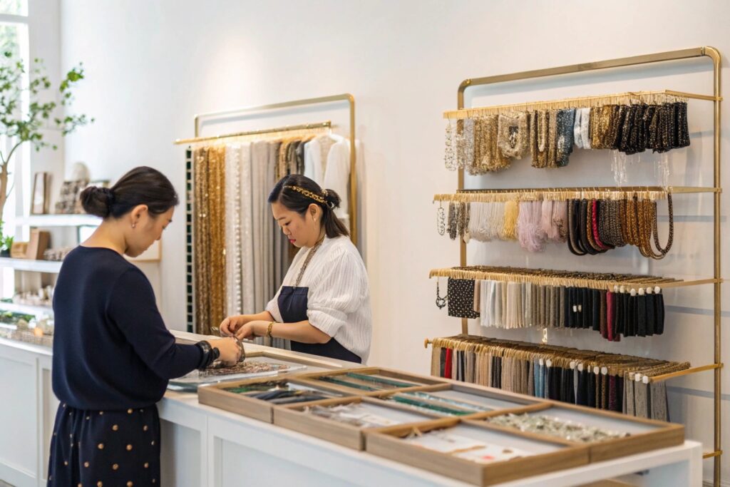 Boutique Retail Setting with Hair Accessories and Trims - Fumao