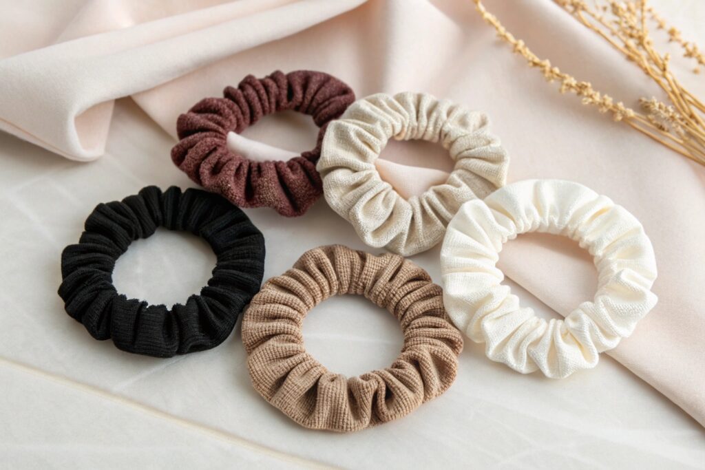 Variety of Neutral-Toned Fabric Hair Scrunchies - Fumao