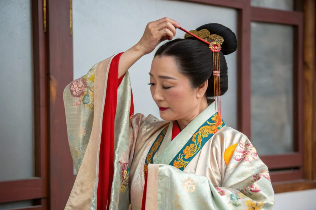 Historical-Inspired Scene of a Chinese Woman in Traditional Dress - Fumao
