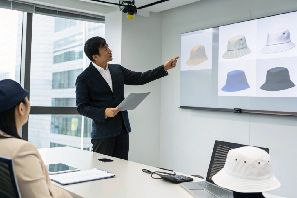 Chinese Hat Manufacturer Pitching Bucket Hat Designs