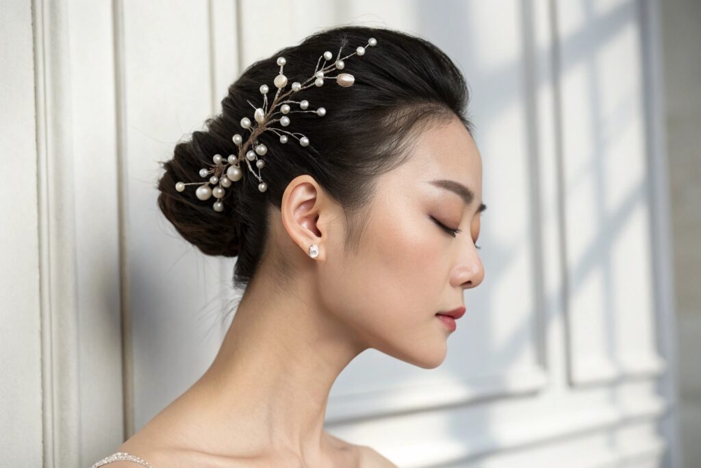 Elegant Bridal Hair Clip with Pearls - Fumao