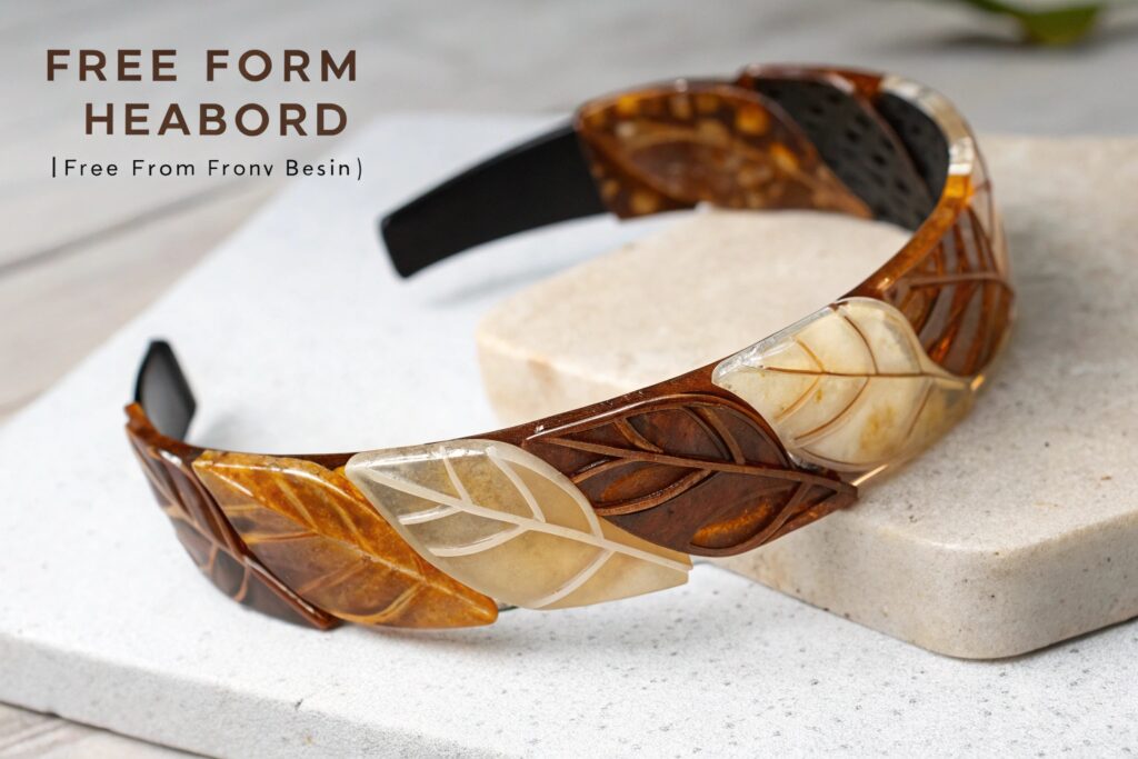 A headband with a leaf pattern