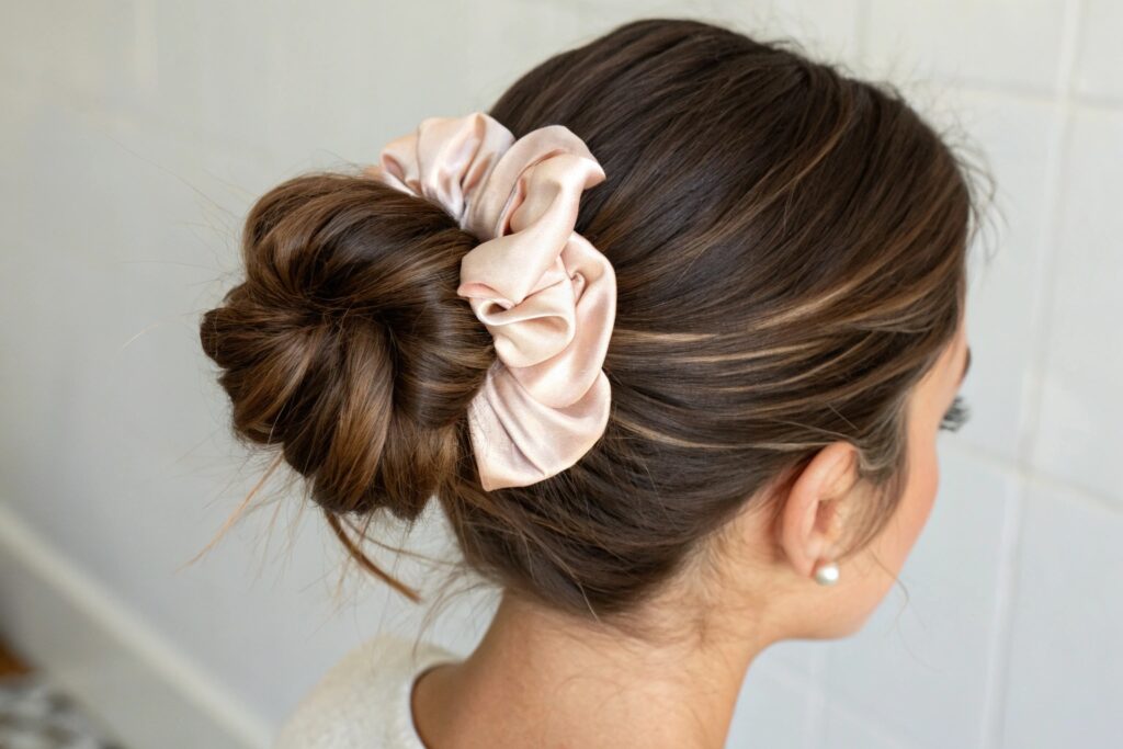 Three hair elastics in different colors