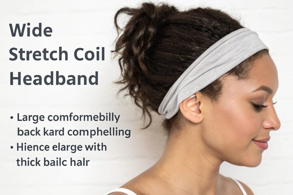 A woman wearing a gray headband