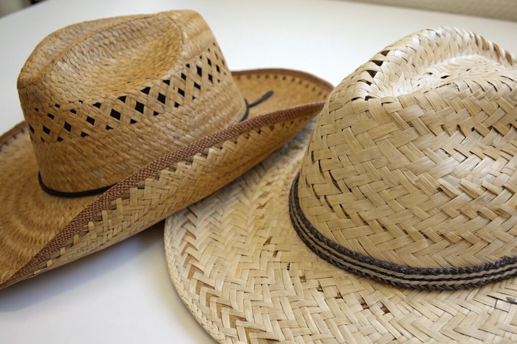 Two Straw Cowboy Hats Close-up