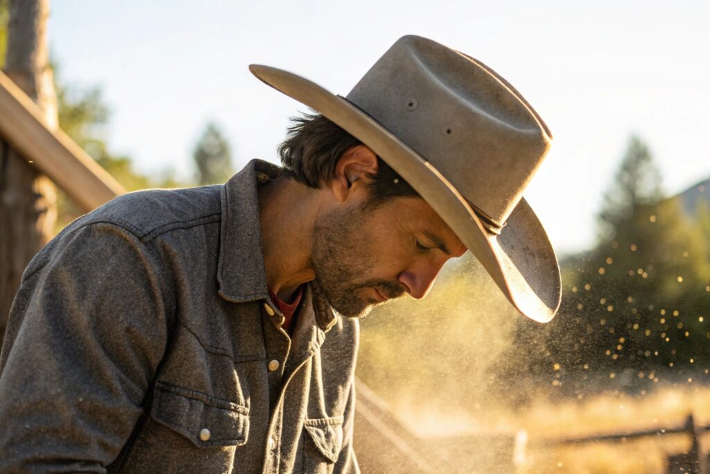 Ranch Hand Wearing a Cowboy Hat