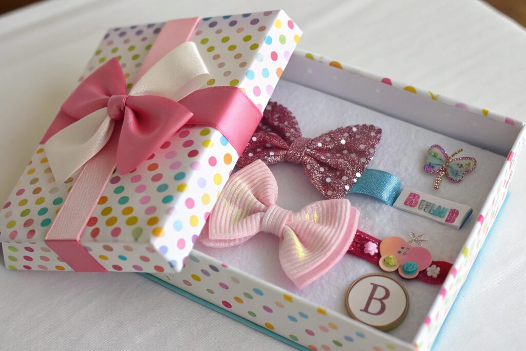 A gift box with hair accessories