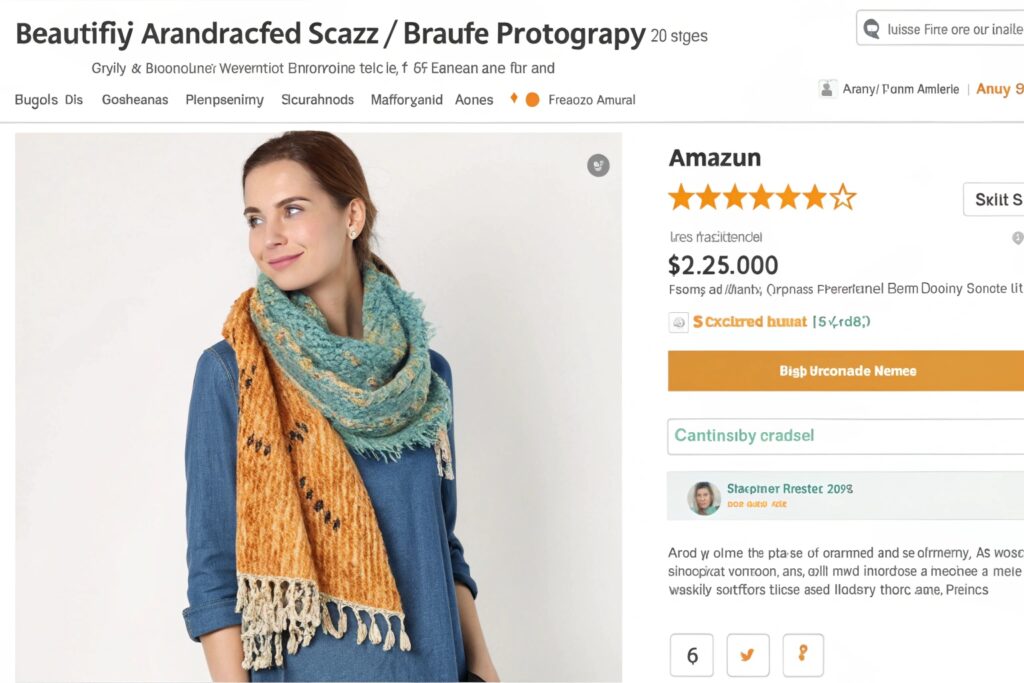 A photographer taking pictures of a model wearing a scarf in a studio