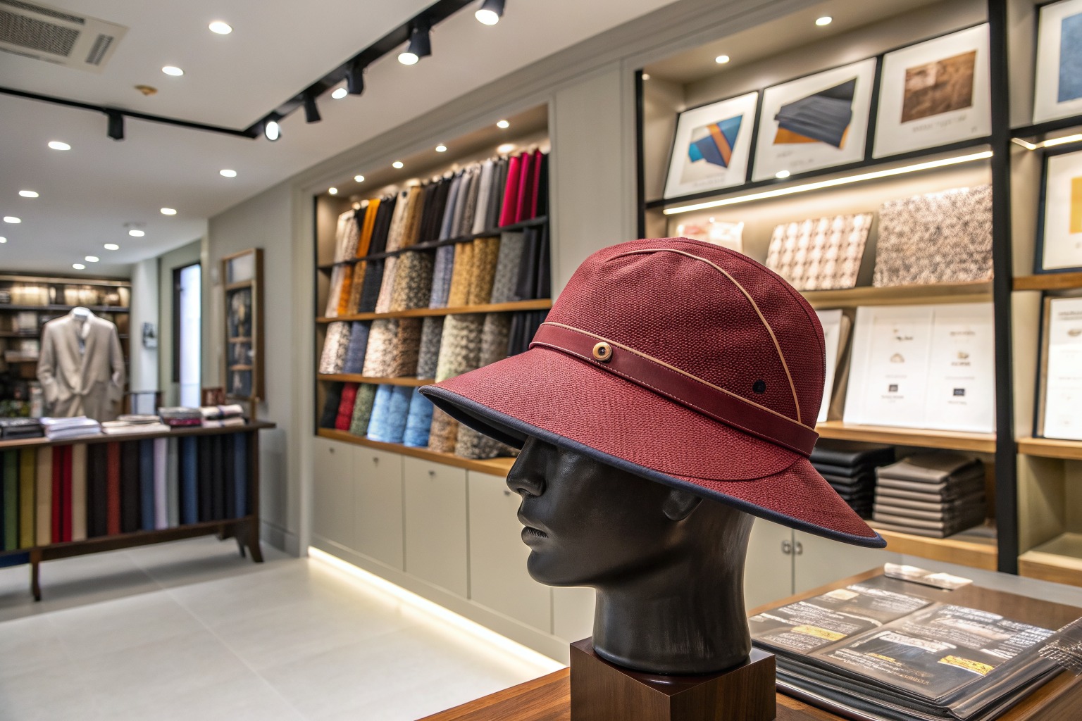 AceAccessory fashion accessories production view for How fast can you produce a sample of a custom printed rain hat with a visor for Overseas Buyers?