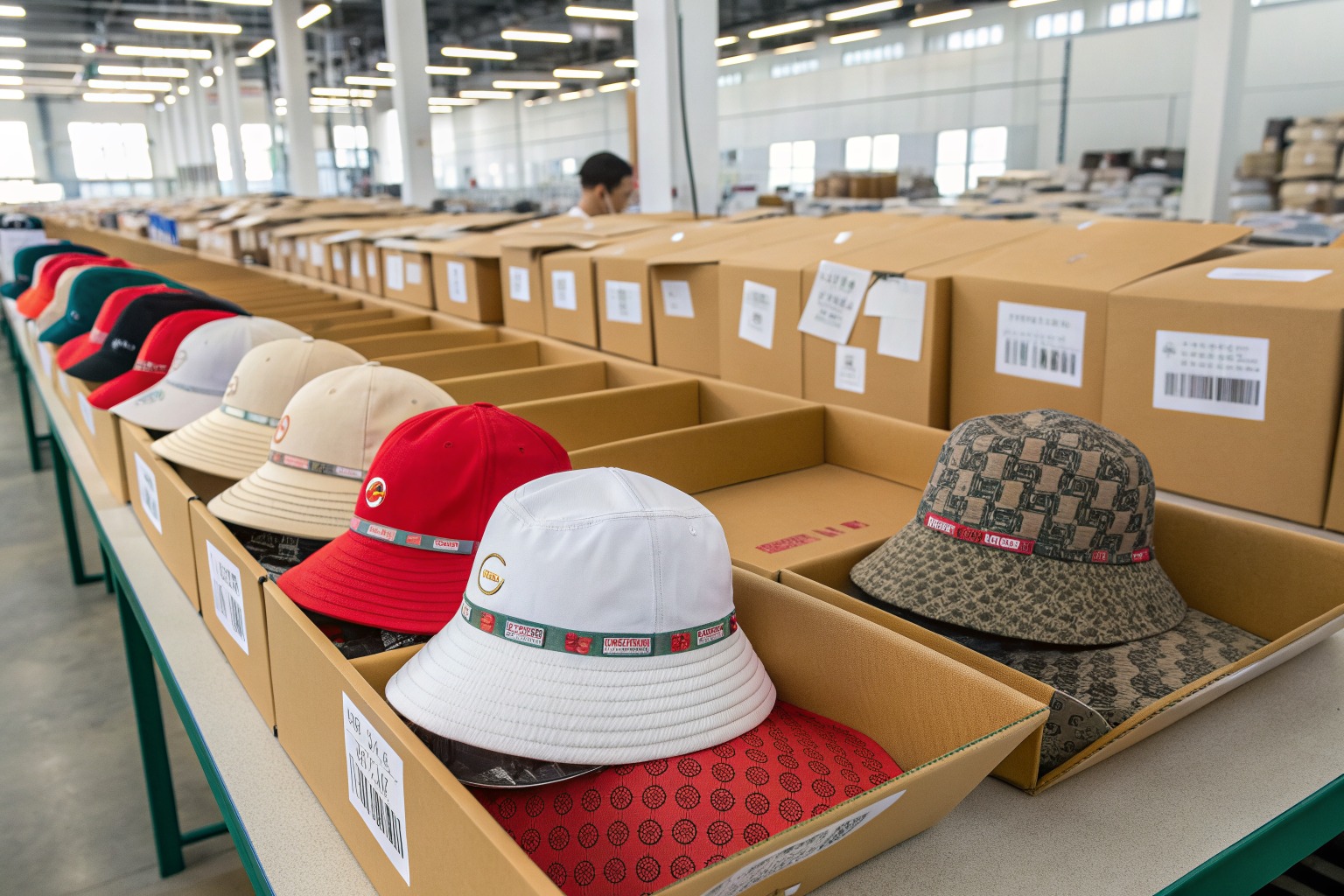 AceAccessory fashion accessories production view for How fast can you produce a sample of a custom printed rain hat with a visor for Overseas Buyers?