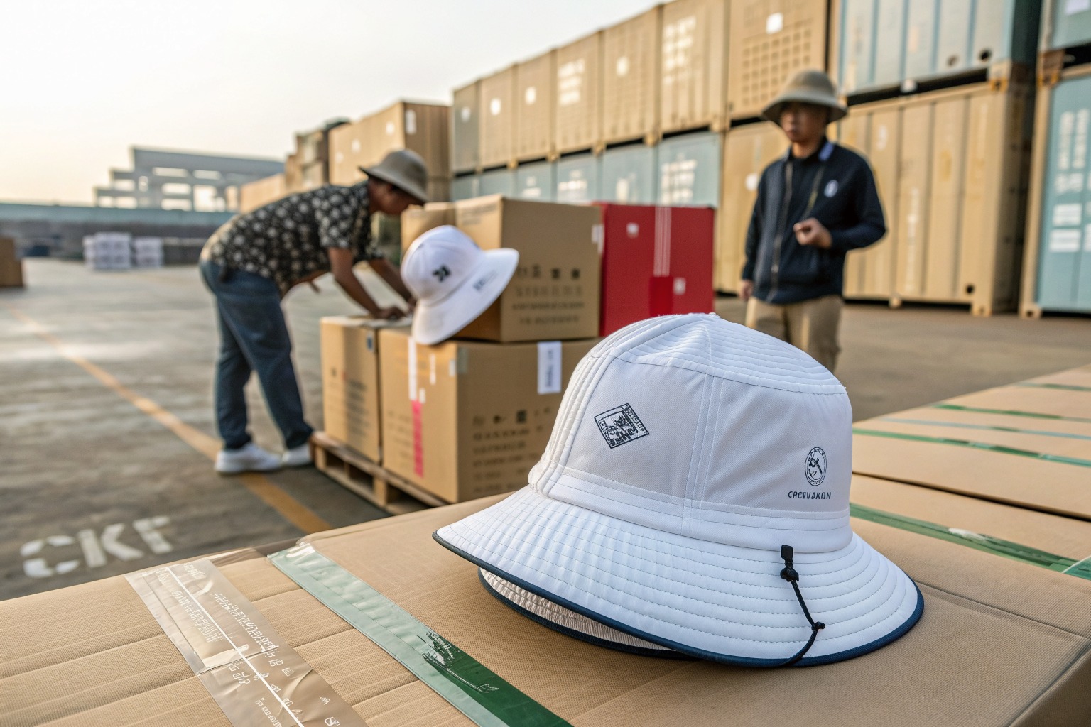 AceAccessory fashion accessories production view for How fast can you produce a sample of a custom printed rain hat with a visor for Overseas Buyers?