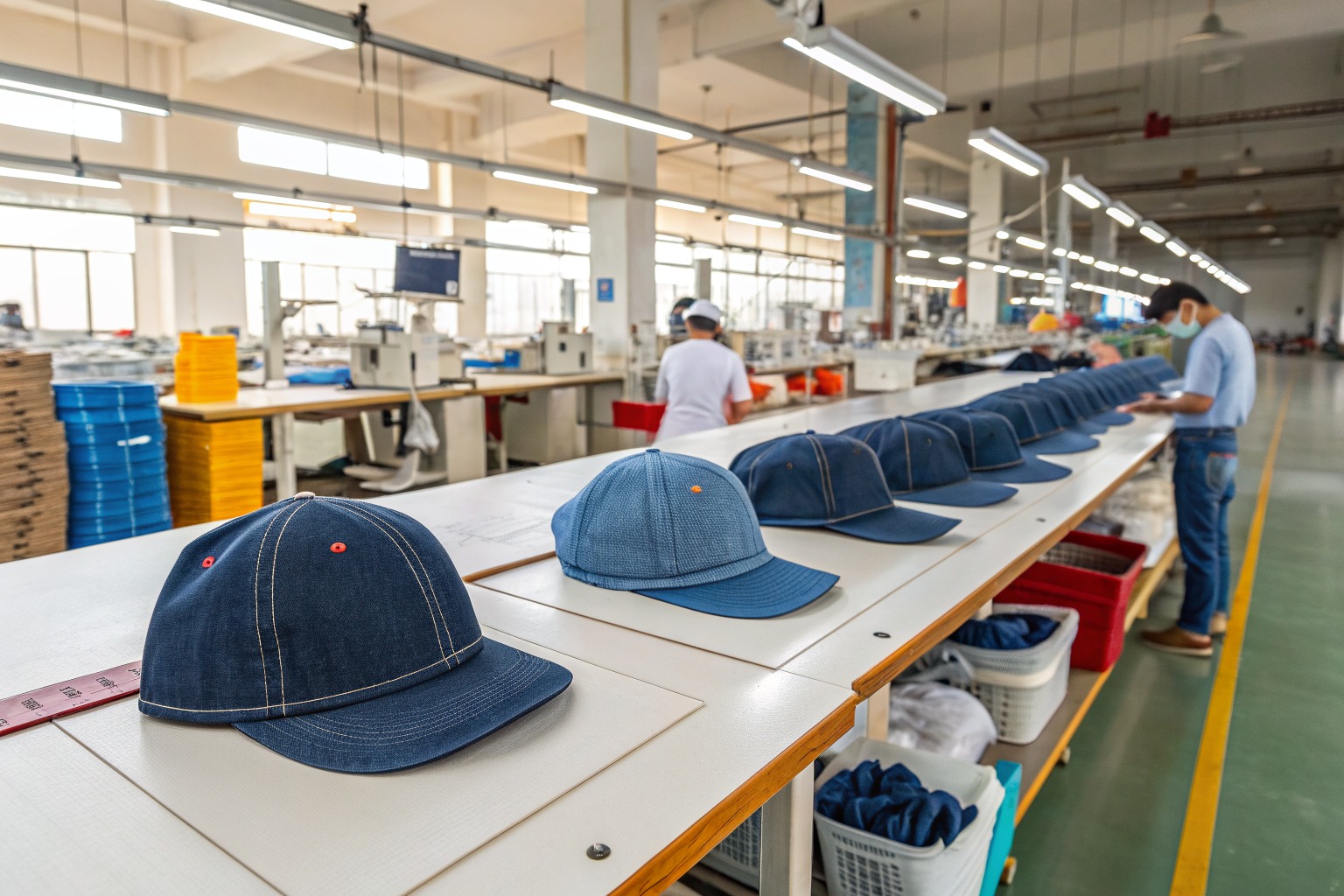 How long does it take to produce custom shaped denim hats for streetwear?
