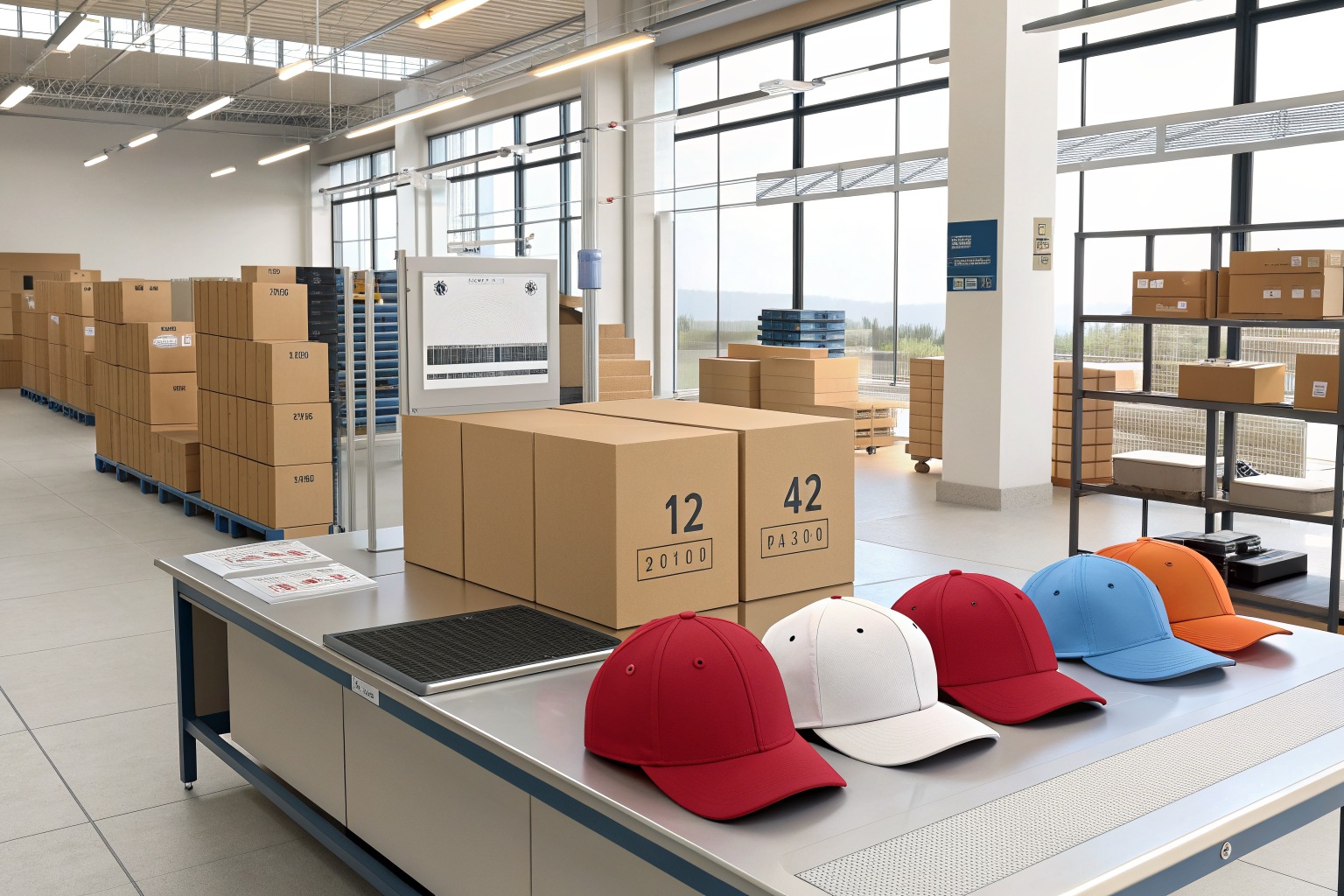 AceAccessory baseball caps production view for Can you produce both solid color and colorblock baseball caps in one order for Overseas Buyers?