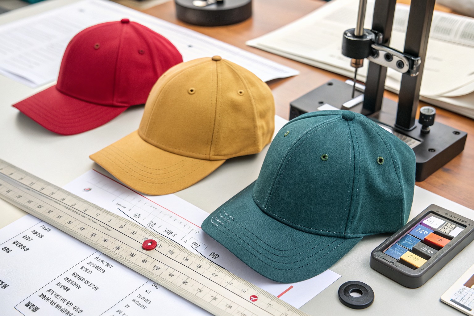 AceAccessory baseball caps production view for Can you produce both solid color and colorblock baseball caps in one order for Overseas Buyers?