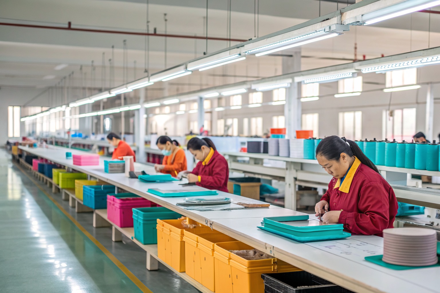 How does your QC team use light boxes to check color consistency on belts for Overseas Buyers?