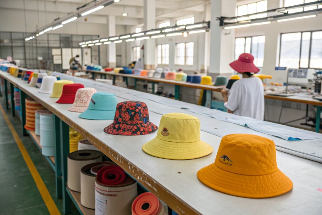 How fast can you produce a sample of a custom printed waterproof bucket hat?