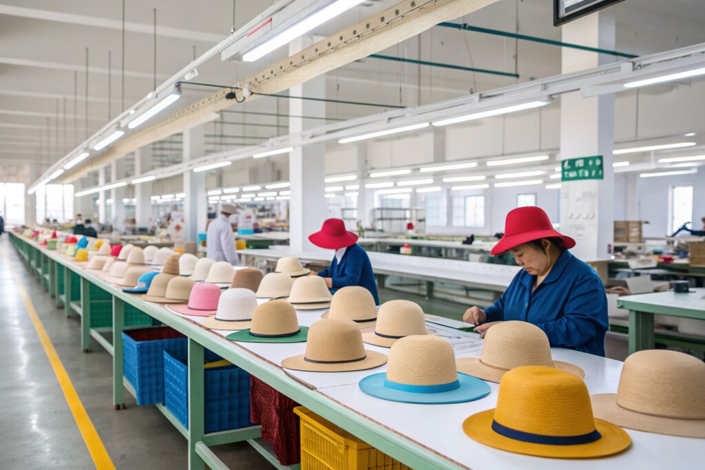 How long does it take to produce custom shaped recycled PET hats?