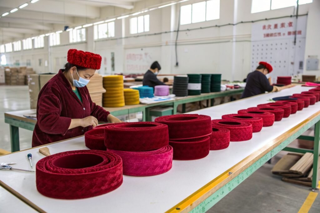 Can you produce both crushed and smooth velvet headbands for holiday season?