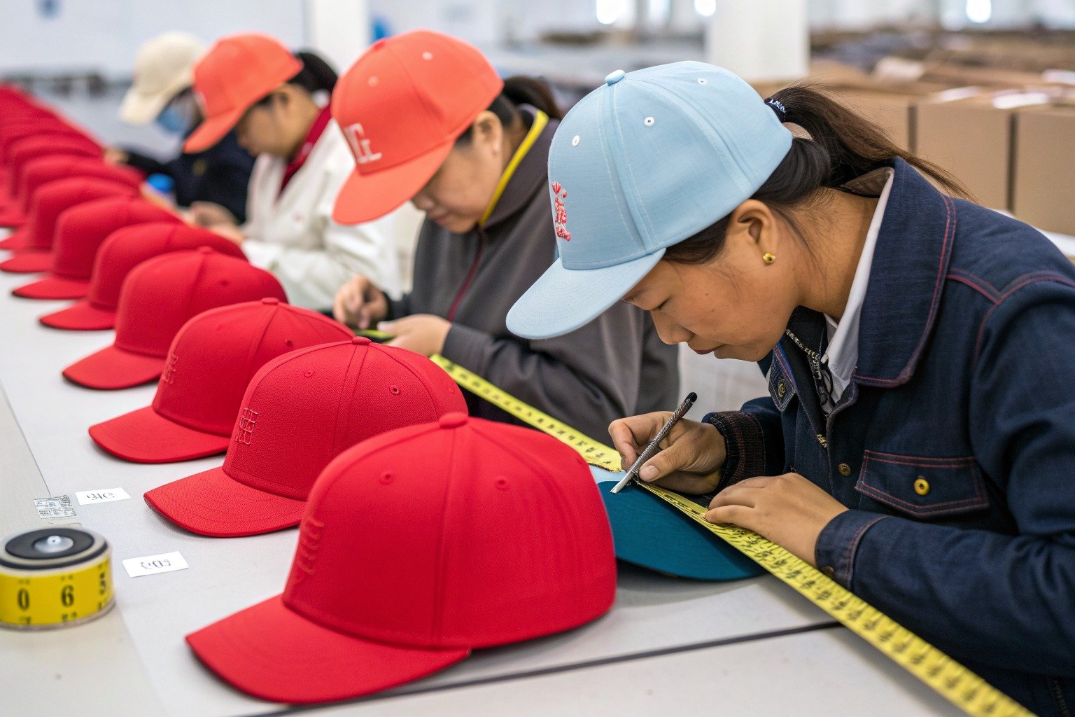 AceAccessory baseball caps production view for Can a China accessories factory handle MOQ planning for baseball caps buyers?